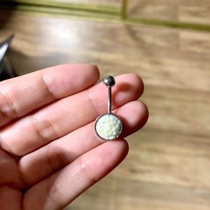 White druzy belly ring